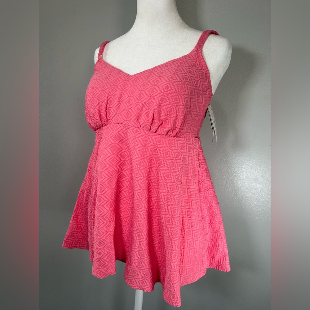 Swim Solutions Pink Textured A-Line Tankini